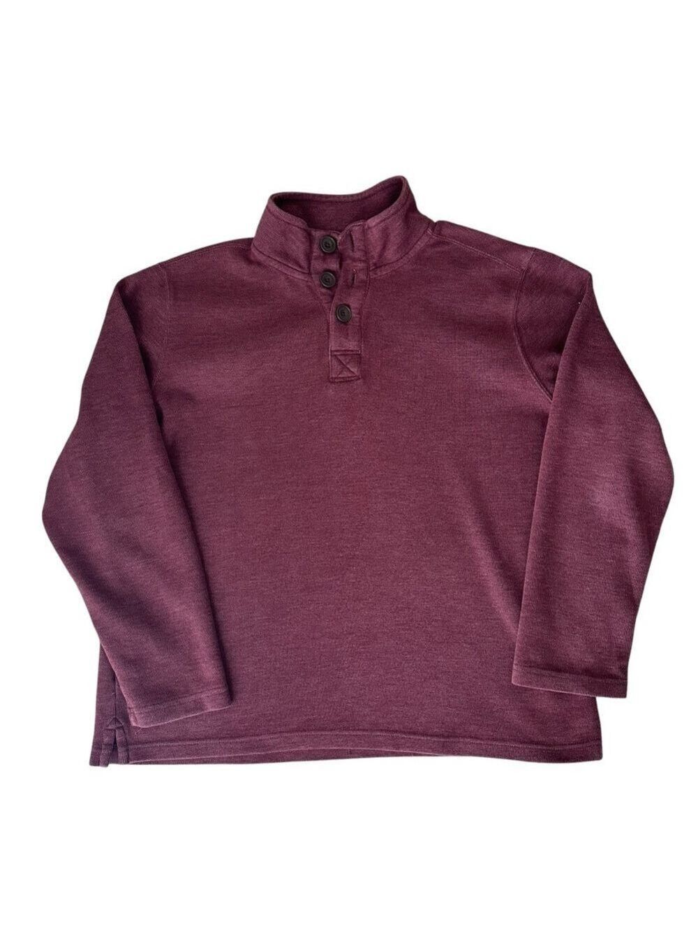 Eddie Bauer Men’s Maroon Heavy Knit 1/4 Button Long Sleeve Sweater Large